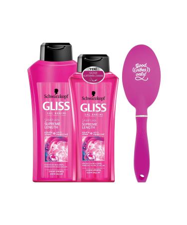 Gliss Supreme Length Shampoo 525 ml + Supreme Length Shampoo 360 ml + Comb