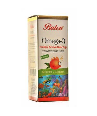 Balen Omega 3 Liquid Fish Oil Orange Flavored 150 ml Odorless Orange