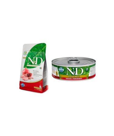 N & D Grain Free Kitten Chicken & Pomegranate Cat Food 1.5 kg + Grain Free Chicken & Pomegranate Canned Food 1 Piece
