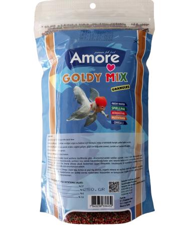AMORE Goldy Mix Japanese Fish Food 250gr 7 Protein Granules Natural Spirulina Vitamin and Omega3