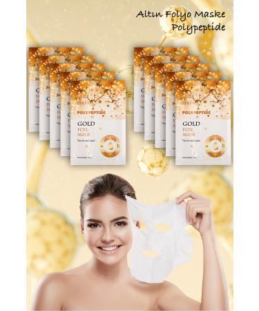 Uniquem 10 Pieces Gold Foil Peg-40 Castor Oil Brightening Face Mask Gold Mask 30ml Xlm335
