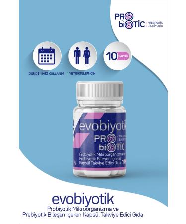EVOBIOTIC Supplementary Food Containing Probiotic Microorganism and Prebiotic Component 10 Capsules