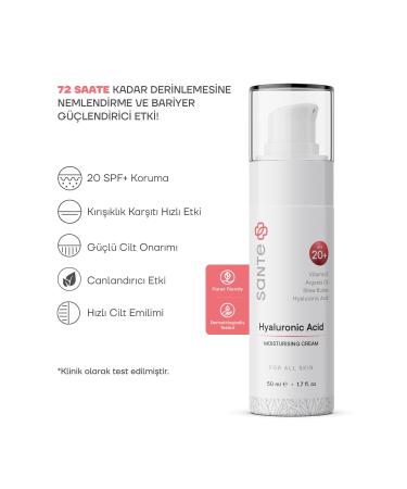 SantePlus Hyaluronic Acid Water Based Anti-Aging Day Cream 20 Spf Sun Protection 50 ml - Buy Online on GoSupps.com