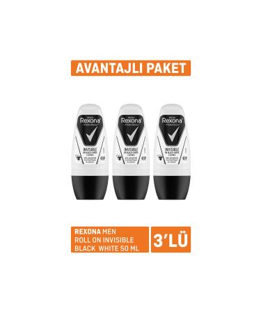 Rexona Men Roll on Invisible Black And White 50 ml x 3