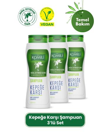 Komili Anti-Dandruff Vegan Shampoo for Dandruff Hair Set of 3 - 3 X 500 ML