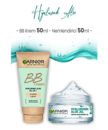 Garnier Daily Moisturizer Hyaluronic Aloe Gel 50 ml and BB Cream Light Tone 50 ml