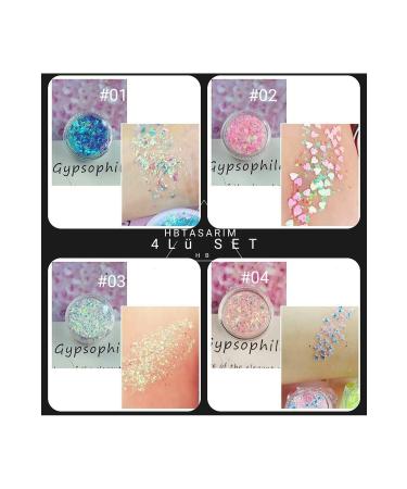 hbtasarim Glitter Gel Eyeshadow 4 Creamy Glitter Face-Body Glitter-barbie Set Palette