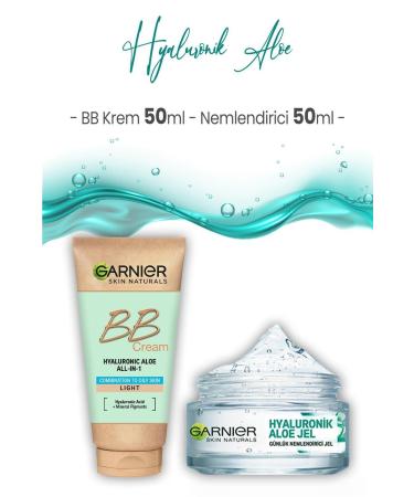 Garnier Daily Moisturizer Hyaluronic Aloe Gel 50 ml and BB Cream Light Tone 50 ml