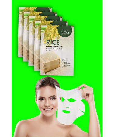 Uniquem 5 Pieces Rice Silk Protein Essence Tone Equalizing Rice Face Mask Rice Mask 30ml Xlm0182