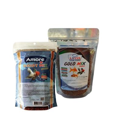AMORE Goldy Mix 7 High Protein 250 gr Granular Japanese Food and 250 gr Lotus Gold Mix ZipPack Bag