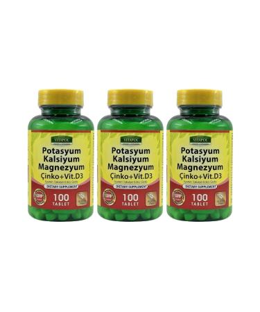 Vitapol Potassium Calcium Magnesium Zinc Vitamin D3 3x100 Tablets Potassium Calcium Magnesium Zinc