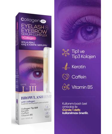 Collagen Life New Generation Collagen Caffeine Keratin Vitamin E Containing Eyebrow & Eyelash Serum - Buy Online on GoSupps.com