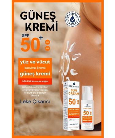 Dermavia Spf 50 Face and Body Protection Anti-Spot Sun Cream 100 ml - Water Resistant Combination Skin - Buy Online on GoSupps.com