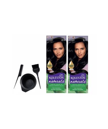 Wella Naturals Hair Dye 50ml 2/0 Blackx2 Pieces+Dyeing Set