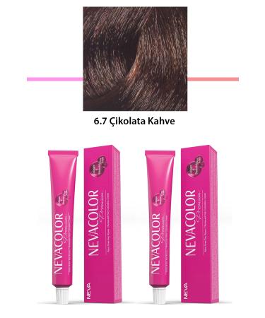 2 Li Set Premium 6.7 Chocolate Brown - Permanent Cream Hair Dye 2 X 50 G Tube
