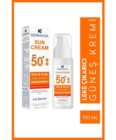 Dermavia Spf 50 Face and Body Protection Anti-Spot Sun Cream 100 ml - Water Resistant Combination Skin
