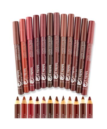 Tikatti Ultra Soft Thick Lip Pencil Set of 12 - Jumbo Pencil Lipstick
