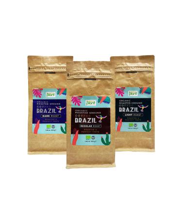 I am a plant Organic Ground Filter Coffee Brazil 3x200 gr Light/Medium/Dark 3-pack Advantage Package