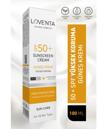 Love'nta 50 Spf High Protection Sun Cream 100ml / Alcohol Paraben Perfume Free