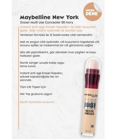 Maybelline New York Eraser Multi Use Concealer 00 Ivory - Buy Online on GoSupps.com