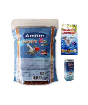 AMORE Goldy Mix Granules Goldfish Bag Food Vitamin Tablet Rock Salt Set