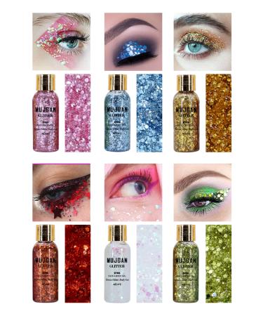 MUJGAN 6 Bottle Glitter Body Gel Glitter Set - Buy Online on GoSupps.com