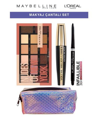 Maybelline New York Maybelline Nudes Volume Extra Black Lashes Infaillible Effective Looks Eye Makeup Set