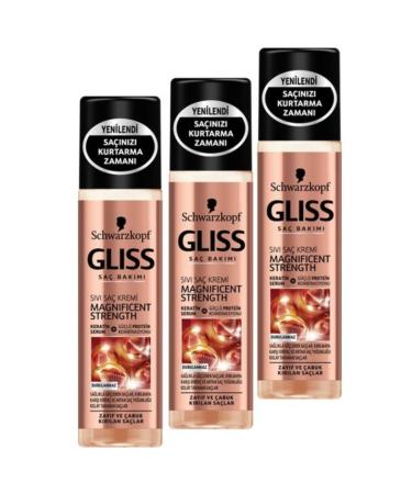 Gliss 200 ml Magnificent Strength Liquid Hair Conditioner x 3 Pcs