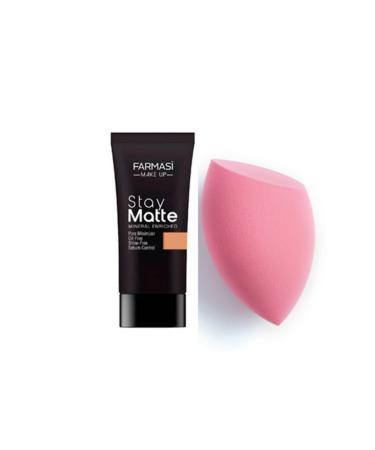 Farmasi Make Up Stay Matte Foundation 30 Ml Sun Tan 05+ Magic Makeup Sponge (Set of 2)