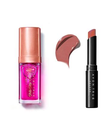 Avon True Nourishing Lip Oil 7 ml Blossom and Avon Ultra Beauty Lipstick Stylo Totally Twing set of 2