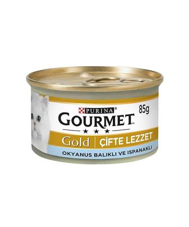 Gourmet Gold Sauce Piece Ocean Fish and Spinach Cat Canned Food - 85 gr X 24 Pcs