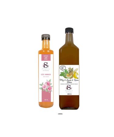 S heylaana Natural Rose Vinegar 500 Ml - Natural Banana & Pineapple & Melon Vinegar 1000 Ml
