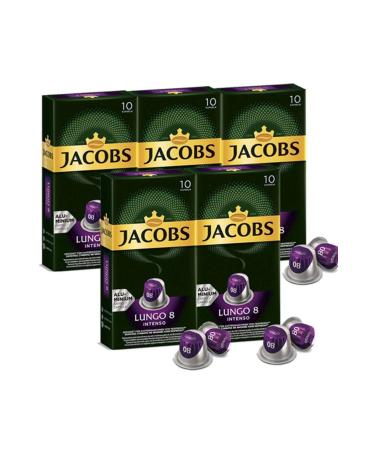 Jacobs Cardboard Cup 40 Pieces with Lungo 8 Classic Capsule Coffee 10 Pieces X 5 Packs