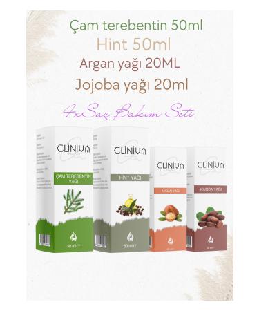 cliniva Hair Care Oil Set of 4 Pine Turpentine Castor Argan Jojoba Oils