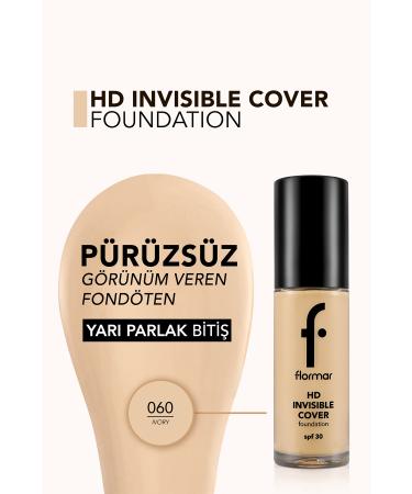 Flormar Invisible Cover HD Light Texture & Semi-Glossy Finish SPF30 Foundation - Buy Online on GoSupps.com