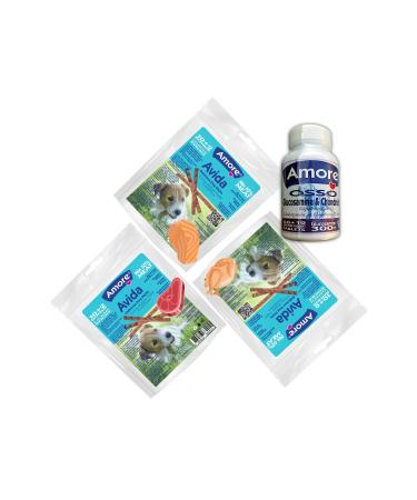 AMORE Osso Glucosamine 72-Piece Dog Tablets Avida Trio-Mix 3 Pieces 12-Piece Dog Sticks Reward Food