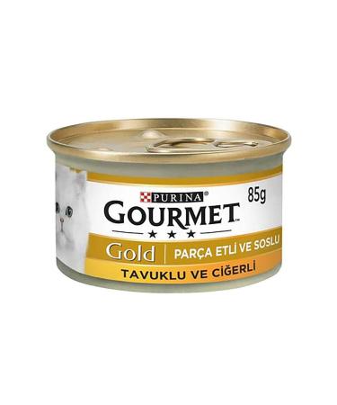 Gourmet Gold Piece Meat and Sauce Chicken and Liver Cat Canned Food - 85 gr X 24 Pcs