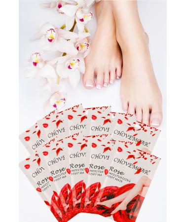Dahaus 10 Pieces Rose Oil Foot Pack Sock Type Foot Care Mask Moisturizing Repair XLM131