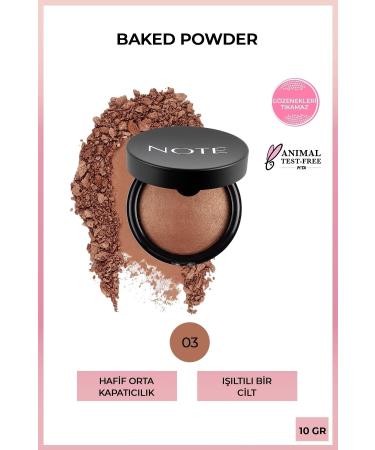 Note Cosmetics 03 Caramel Cake - Baked Powder Shimmering Finish Highlighter Powder Face Powder.. Kuattoprof