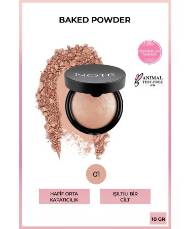 Note Cosmetics Shimmering Finish - Baked Powder Highlighter Powder Face Powder 01 Stardust Very Light Kuattoprof