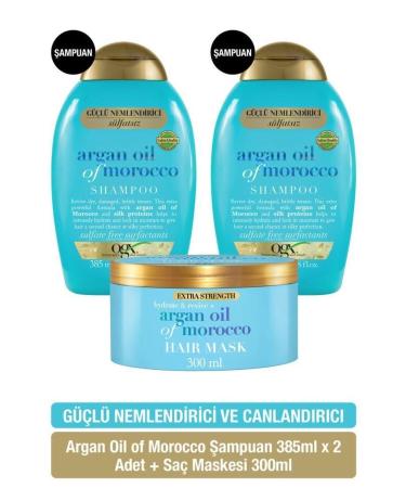 OGX Argan Care Set Moisturizing Argan Oil Of Morocco Shampoo X2 + Hair Mask--KO AK