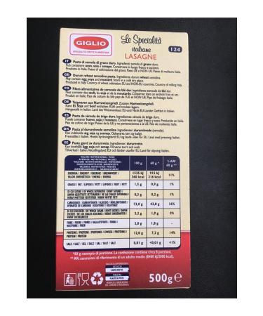 Giglio G GL O LE SPECIAL TA TAL ANE LASAGNE 500 GR (LASANYA) - Buy Online on GoSupps.com