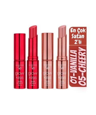 Golden Rose Glow Kiss Tinted Lip Balm No 1 Vanilla + No 5 Cherry Juice - The Great Duo Together