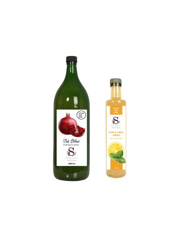 Suheylaana Natural Pomegranate Vinegar 2000 Ml - Natural Mint & Lemon Vinegar 500 Ml
