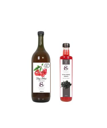 S heylaana Natural Cherry Vinegar 1500 ml - Natural Black Rice Vinegar 500 ml