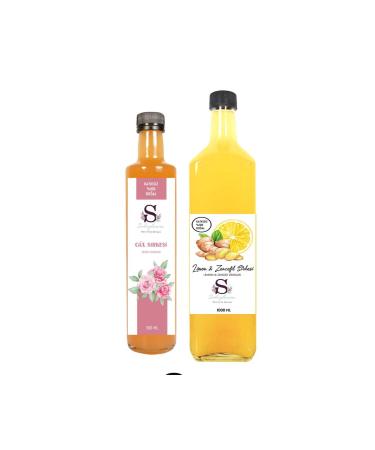 Suheylaana Natural Rose Vinegar 500 Ml - Natural Lemon & Ginger Vinegar 1000 Ml