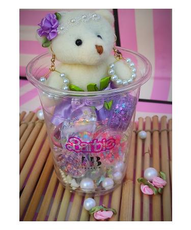 hbtasarim Glitter Glass Set Lipgloss Pearl Clasp Earring Plush Teddy Bear - Buy Online on GoSupps.com