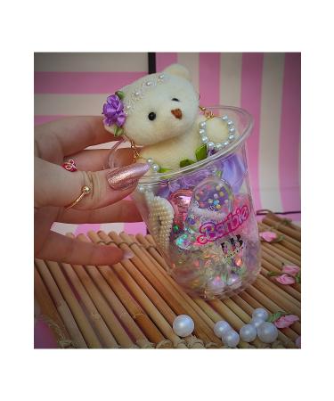 hbtasarim Glitter Glass Set Lipgloss Pearl Clasp Earring Plush Teddy Bear - Buy Online on GoSupps.com