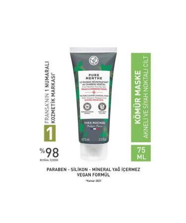 Yves Rocher Pure Menthe Deep Pore Purifying and Anti-Blackhead Charcoal Mask 75 ml