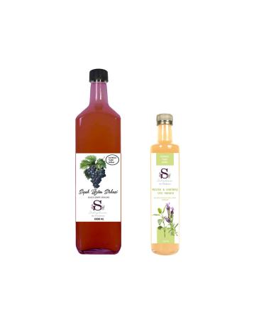 S heylaana Natural Black Grape Vinegar 1000 Ml - Natural Melissa & Black Pepper Vinegar 500 Ml
